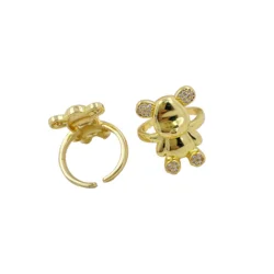 Fancy Gold Plated Teddy Bear Stackable Adjustable Animal Ring Handcrafted Jewelry Perfect Holiday Gift for Women and Girls