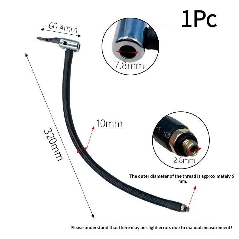 1Pc Car Tire Inflator Hose Inflatable Air Pump Extension Tube Adapter Twist Tyre Connection Locking Air Chuck.