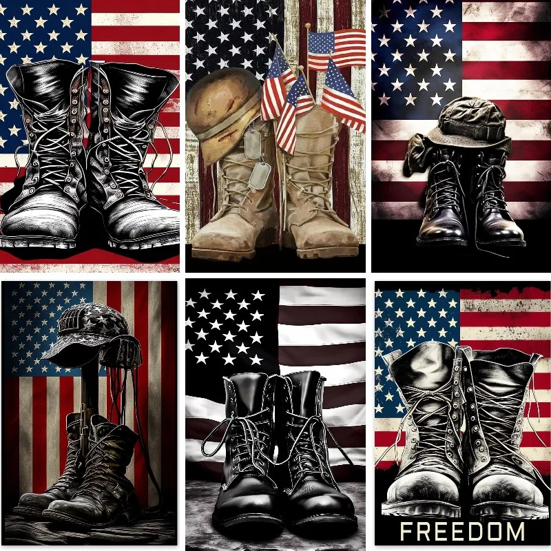 

Ботинки с американским флагом, набор для алмазной живописи 5d, полная квадратная и круглая вышивка крестиком, ковбойская мозаика на стену, домашний декор