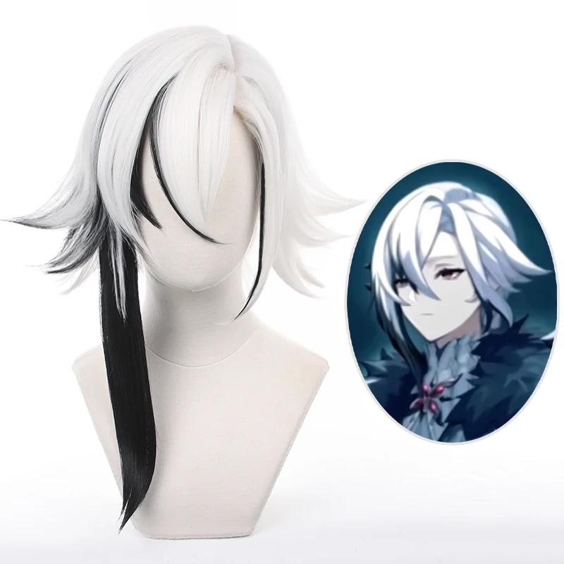 

Genshin Impact The Knave Peruere Arlecchino Fontaine Harlequin Cosplay Wig Long Silver White Black Wig Cosplay Anime Wig Wigs