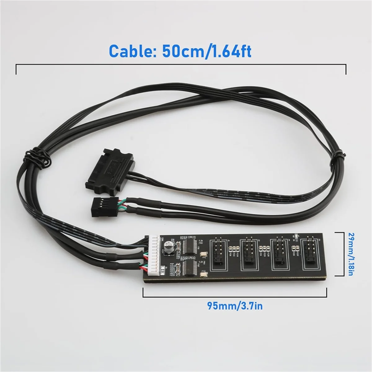 Hot sale 2Pcs 9Pin USB Header Splitter with SATA Power Cable,Internal USB Hub Extension USB 2.0 Splitter Connector