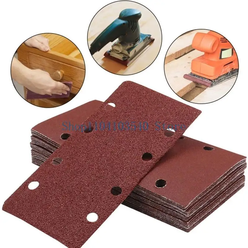 02DC Rectangular Hook and Loop Pads Flocking Sand Paper 40/60/80/100/120/180/240 Grits