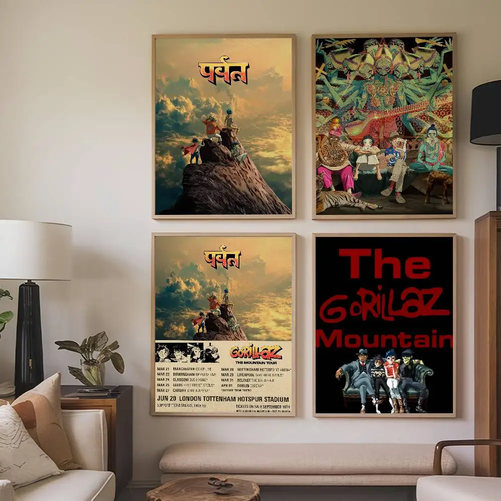 Affiches autocollantes Band G-Go-gorillaz-S The Mountain, adaptées à la décoration murale du salon