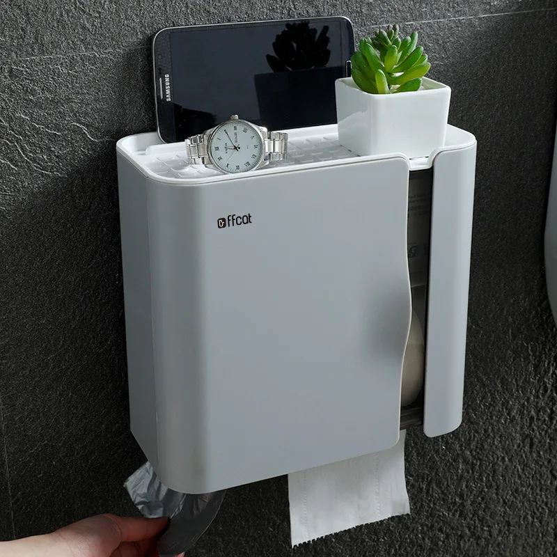 Bathroom Accessories Paper Towel Holder Wall-mounted Magnetic Door Opening Visual window Toilet paper Paper extraction