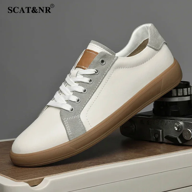 Genuine leather men casual footwear skateboarding shoes luxury brand sneakers versatile sports shoes simple male luxury shoes image 2