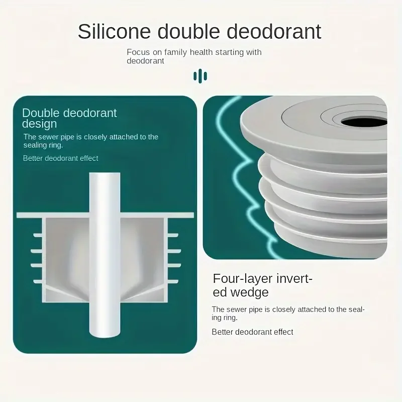 1PC Anti-backflow Odor Prevention Device For Sewer Pipes Kitchen Sinks Washing Machines Silicone Sealing Ring Drain Plug