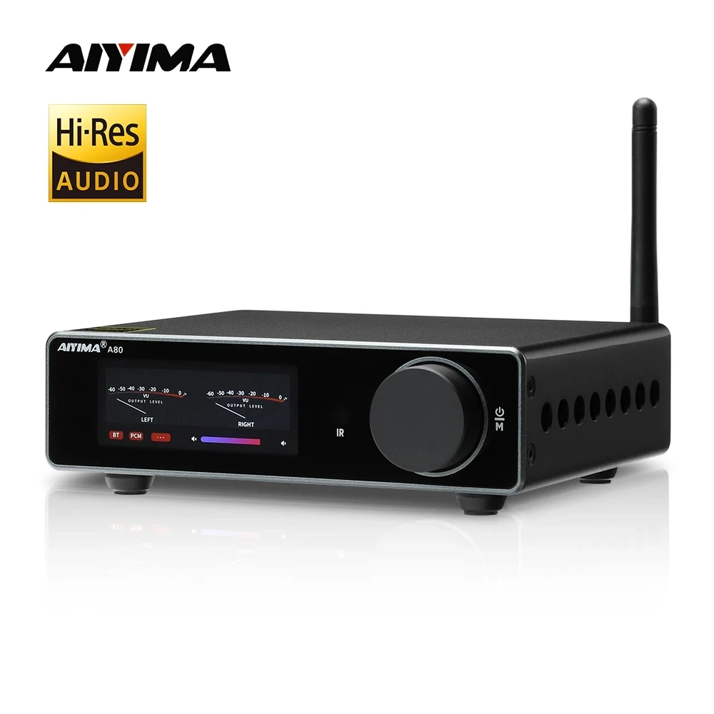 AIYIMA A80 TPA3255 PFFB Bluetooth DAC Stereo Power Amplifier 300Wx2 Class D 2.0 HiRes Digital Amp with RCA TRS OPT COA USB Input