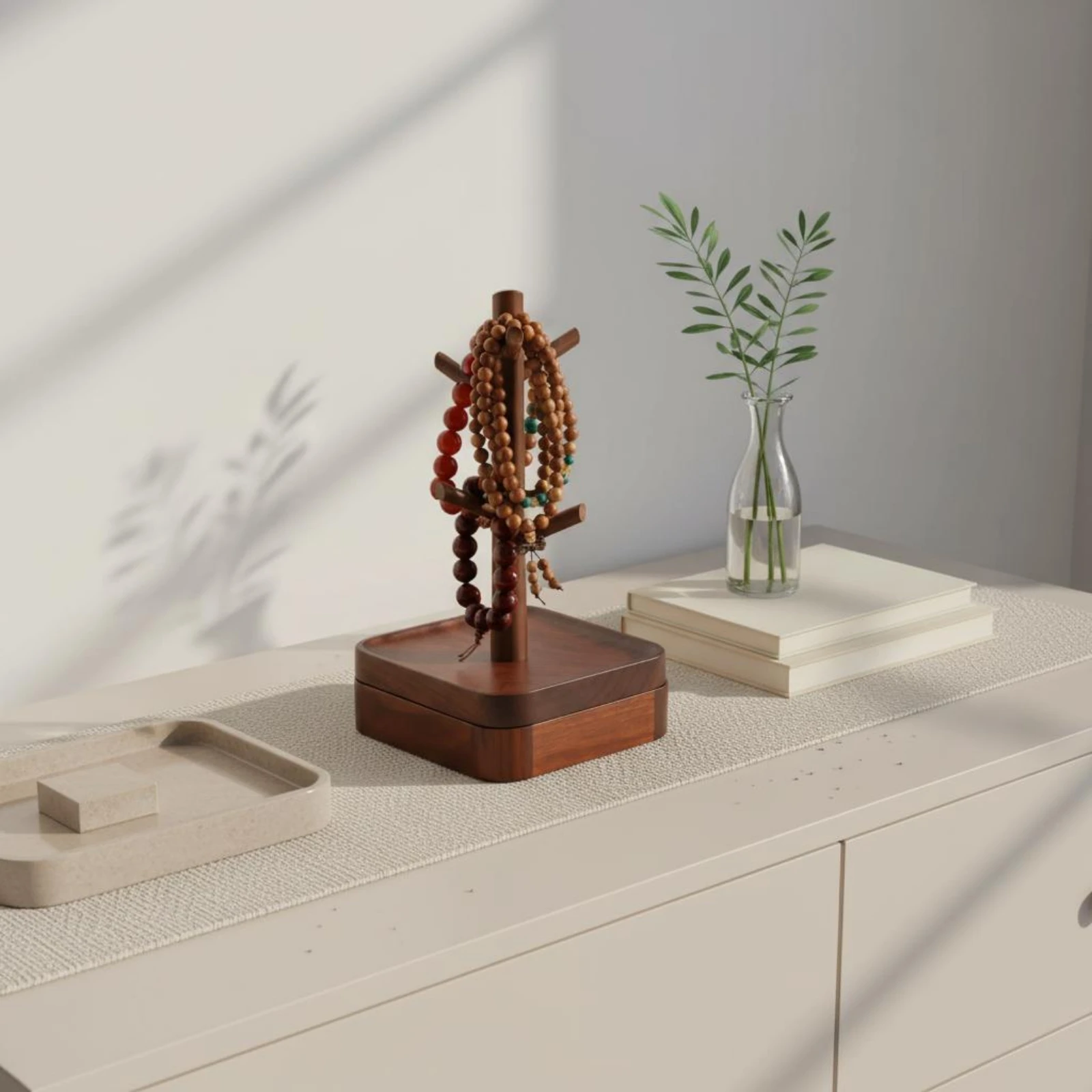

Walnut Wood Bracelet Stand Decorative Design Wooden Beaded Bracelet Display Rack Desktop Jewelry Organizer for Dressing Table