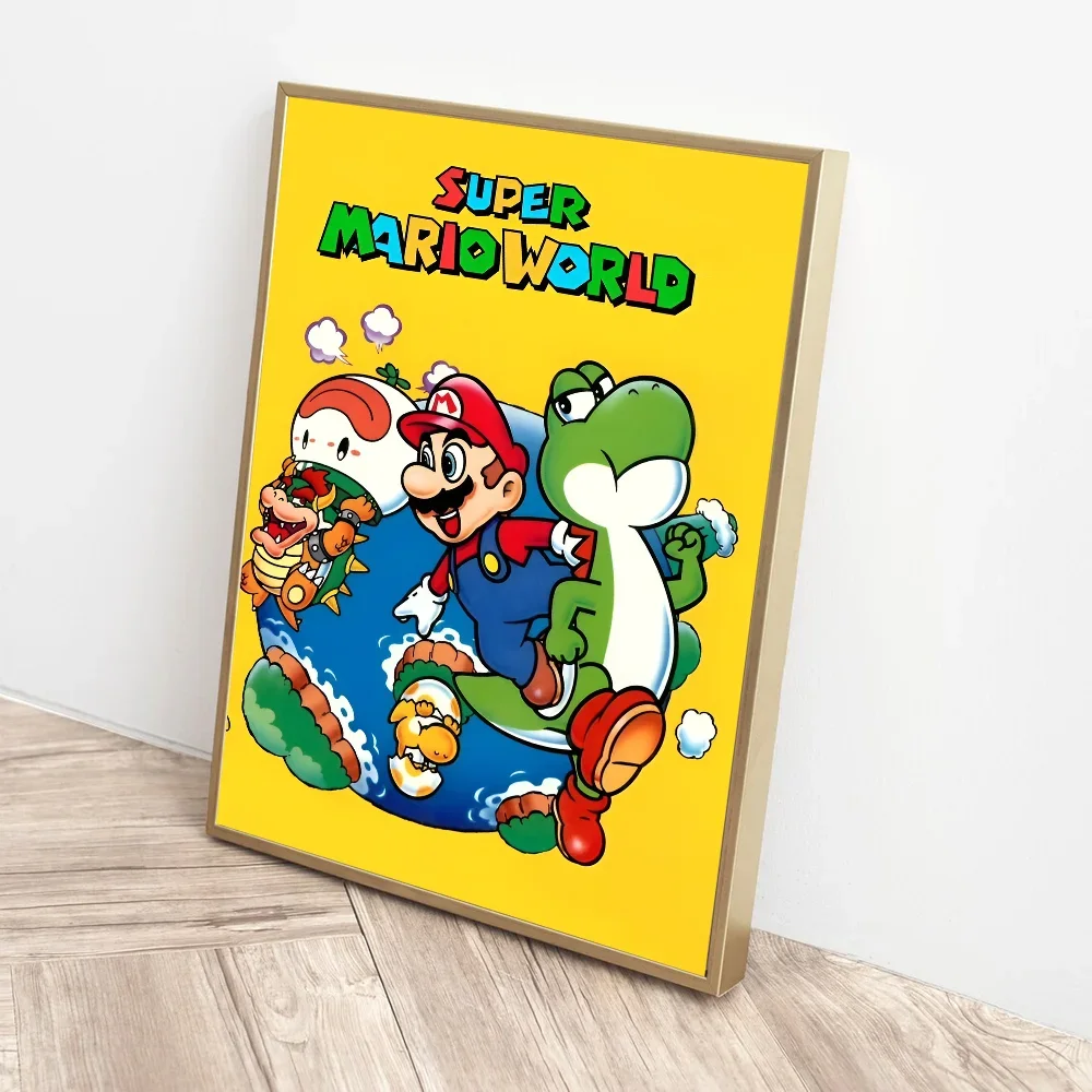 Cartoon Super M-Marios Cute Self-adhesive Art Poster Whitepaper Sticker DIY Room Bar Cafe Wall Decor