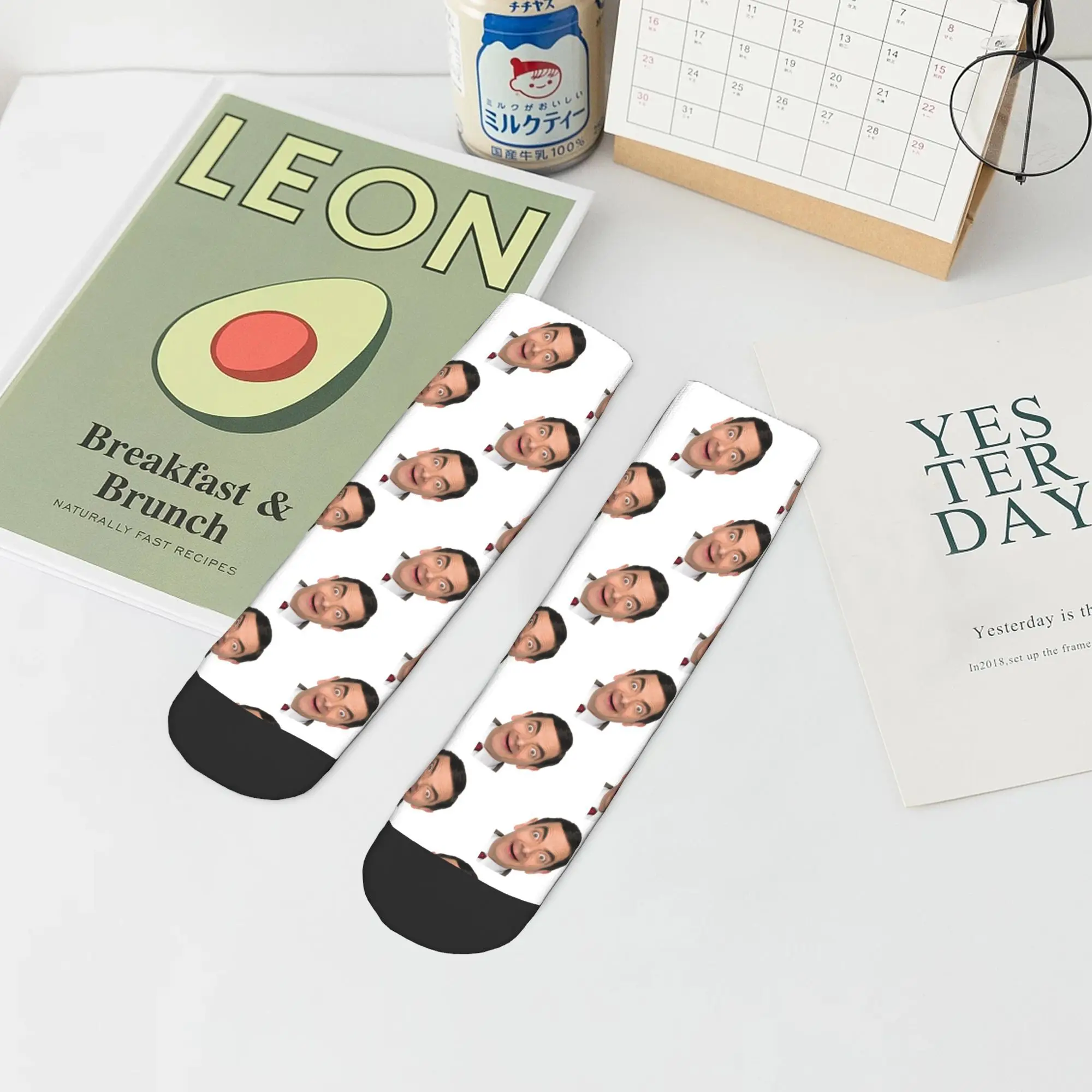 

All Seasons Mr. Bean Socks Harajuku Super Soft Crew Socks Fashion Stockings for Men Women Gifts