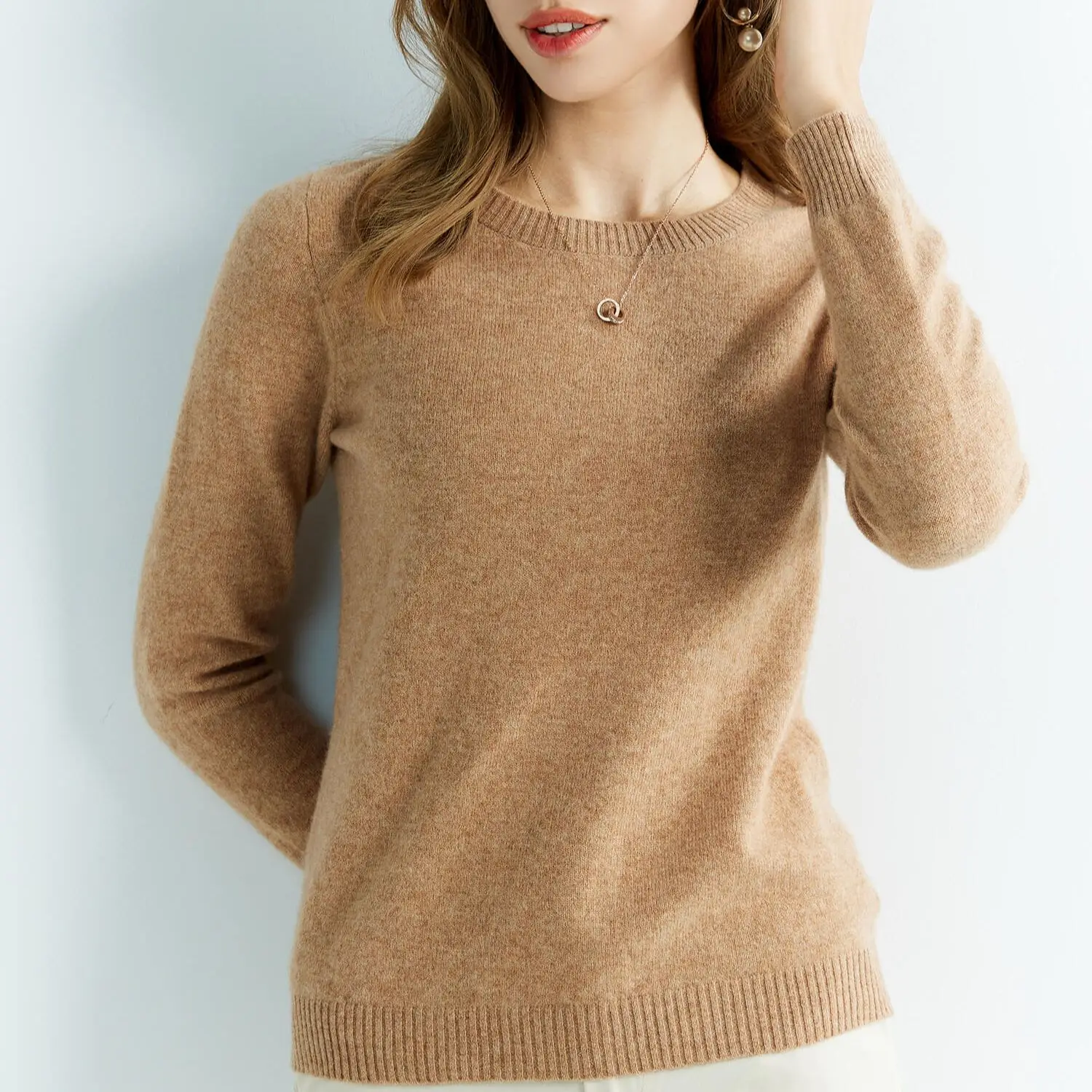 Áo Len Dệt Kim Cashmere Áo Len Nữ 100% Merino Len Cổ Tròn Vintage Áo Thun 2022 Thu Đông Dây Nhảy Quần Áo Top Nữ