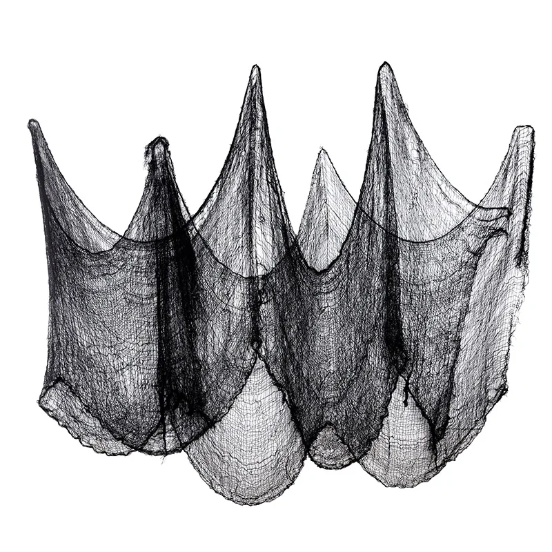 2M/4M Halloween-Dekorationen, schwarzes gruseliges Gaze-Tuch, Fenster, Tisch, Tür, Netz, gruseliges Kostüm, Party, Spukhaus, Wand, DIY-Dekoration – Detail 6