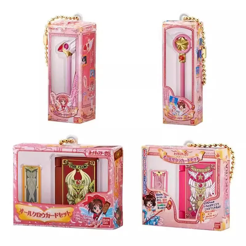 Bandai 4 sztuk oryginalny Gashapon Cardcaptor Sakura wisiorek Anime zabawki dla dzieci figurka prezenty Model kolekcjonerski ozdoby