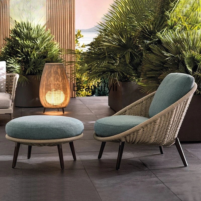 

Outdoor sofa rattan courtyard balcony sofa coffee table combination outdoor Nordic leisure chair model room