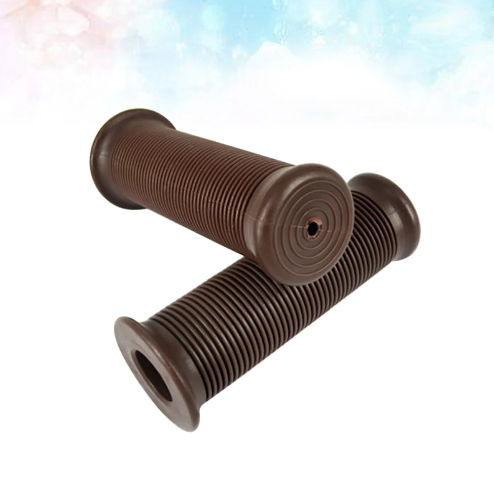 

1Pair Motorcycle Tpr Rubber Handlebar Grips Non-Slip Shock Absorbing Vintage Style Anti-Sweat Bicycle Grips 25-28mm Light Brown