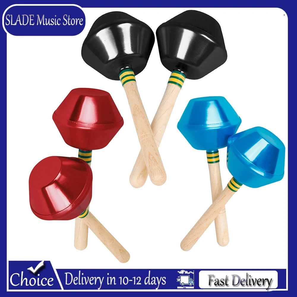 Maracas de aluminio para niños, agitadores de percusión Orff, agitadores de arena con mango de madera para niños, herramientas musicales para educación temprana, 2 uds.