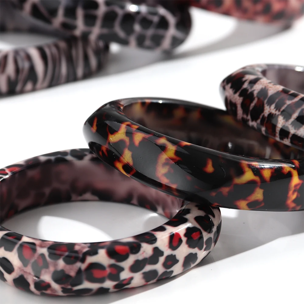 Klassische Harz Leopard Geometrische Chunk Armreif Armbänder für Frauen Retro Acryl Unregelmäßige Breite Manschette Armreifen Schmuck Geschenke – Detail 7