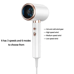 2000W 5-Speed Professional Hair Dryer, 29 Seconds Quick Drying, Low Noise Electric Hair Brush Blue Light Negative Ion Hair Dryer