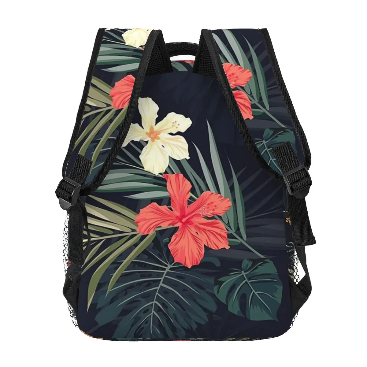 Mochilas de flores tropicales oscuras para niños y niñas, mochilas escolares de dibujos animados, bolso de hombro de gran capacidad