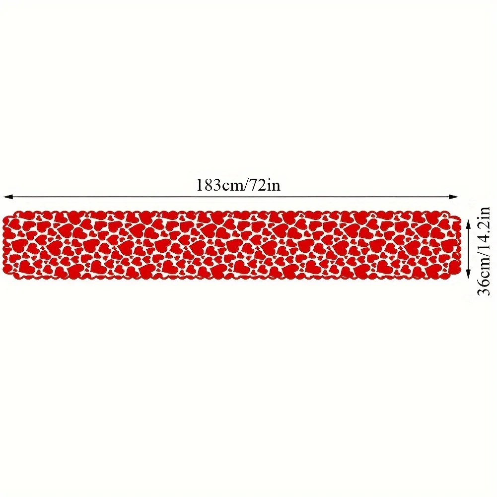 1pc Romantic Red Heart Lace Valentine\'s Day Table Runner for Home Table Decoration