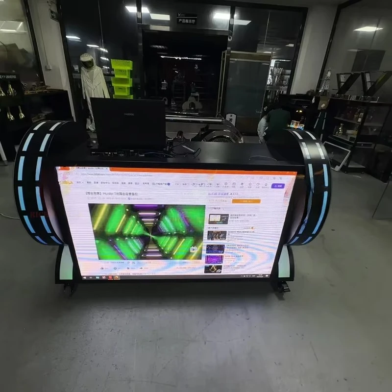 Portable DJ Booth Light Emitting Diode Screen Bar Mobile DJ Set Acrylic