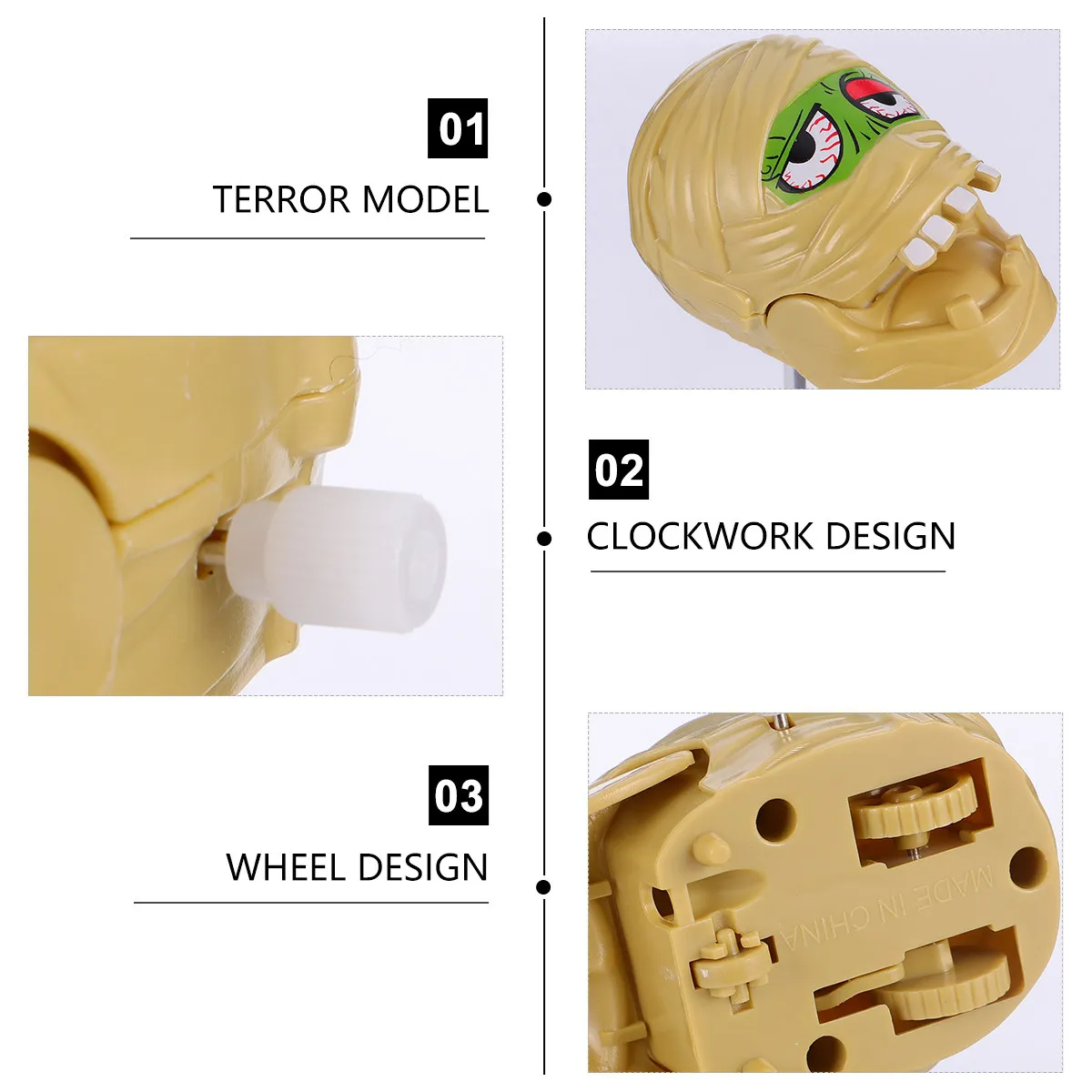 5Pcs Scary Mummy Halloween Wind Up Creepy Clockwork Pop-Up Decorative Sliding Motion Wind Up Toy Halloween Clockwork Toy