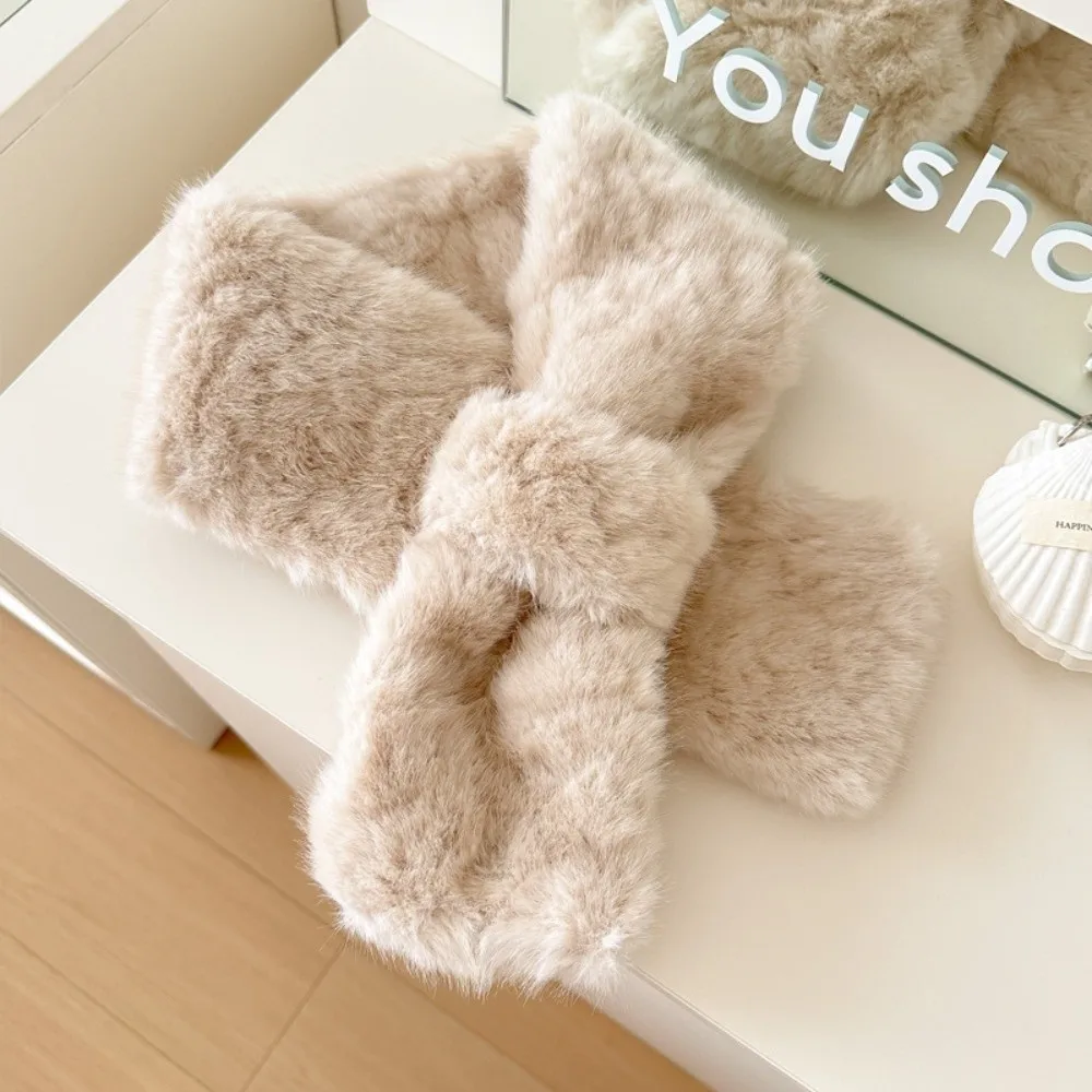 

Высококачественный шарф с крестообразным воротником из искусственного меха, зимний теплый утепленный шарф на шею, женский шарф из искусственного кроличьего меха