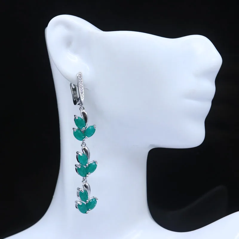 Buy 5 Get 1 Free 61x10mm Highly Recommend 9.5g Long Real Green Emerald Real Red Ruby Birthday Gift Silver Earrings