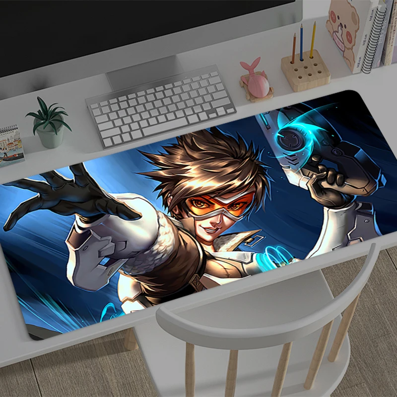 Gaming Mousepad O-overwatch Tracer Anime Mouse Mat Office Gamer Computer Mouse Pad HD Print Big Desk Mat PC Anime game Mousepad