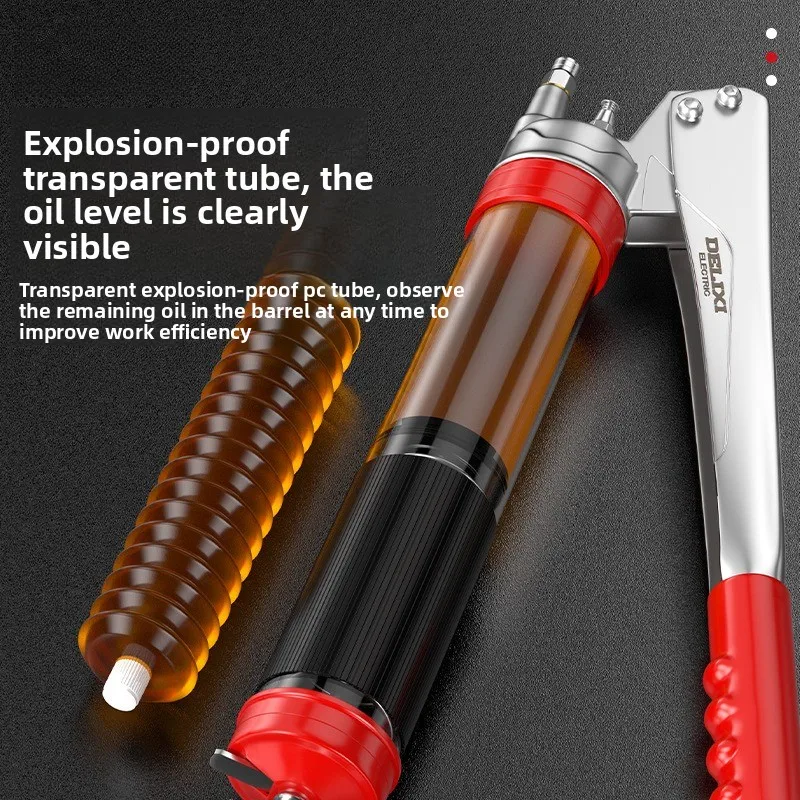 600cc High Pressure Manual Grease Gun Heavy Duty Pistol Grip Transparent Explosion Proof Material for All Kinds of Car