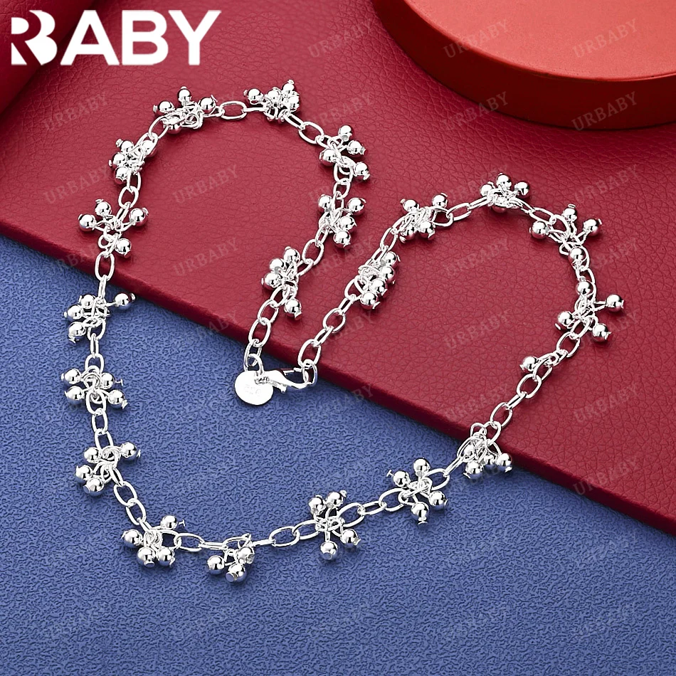 

URBABY 925 Sterling Silver Grape Beads Necklace Anniversary Gift Popular Wild Fashion Romantic Jewelry