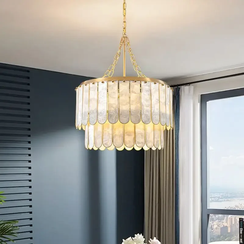 

Popular French Romantic Style Natural Shell Chandelier Elegant Dining Room Lighting for Bedroom Hotel Villa