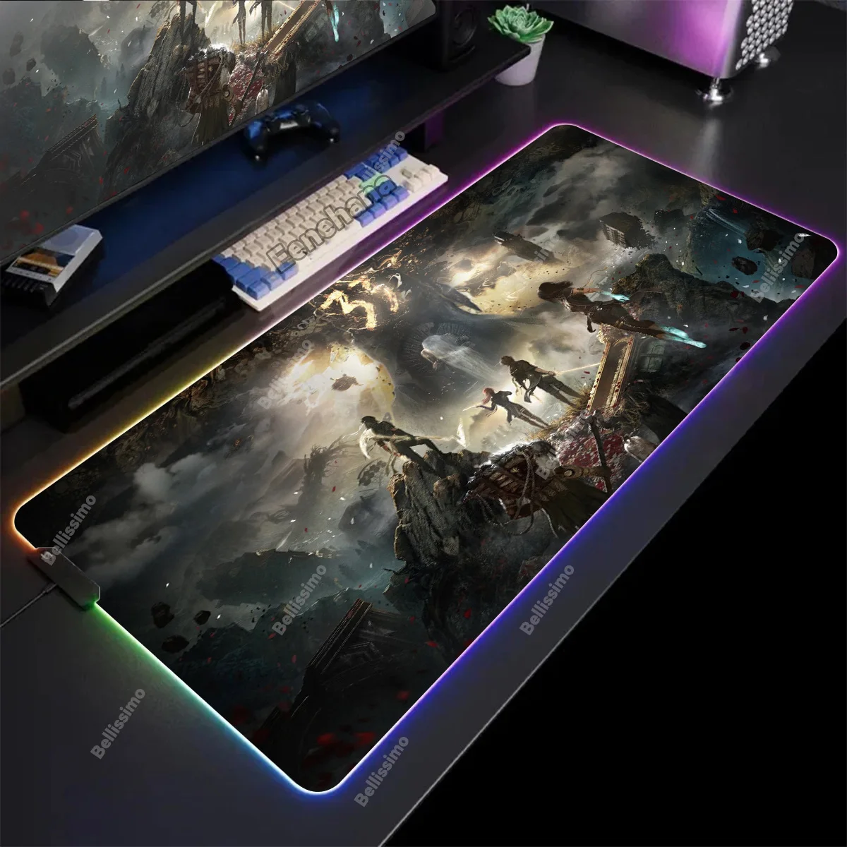 XXL RGB Alas Meja Clair Obscur Ekspedisi 33 Lampu LED Alas Meja RGB Alas Mouse Anime Gaming Mouse Pad Backlit Desktop Karet