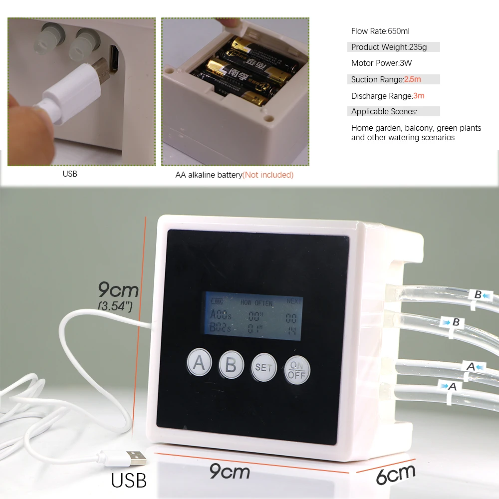 Mini Smart Dual-Pump Timed Drip Irrigation System for Garden Potting Plants 1/4
