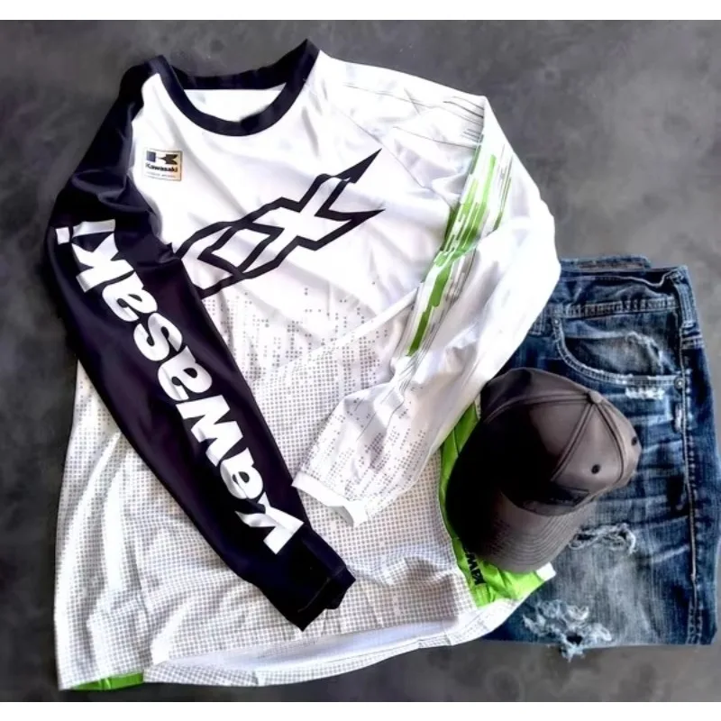 

Kawasaki Motorcycle Racing Team Long Sleeve Spring and Autumn T-shirt 2025 New Sports Top