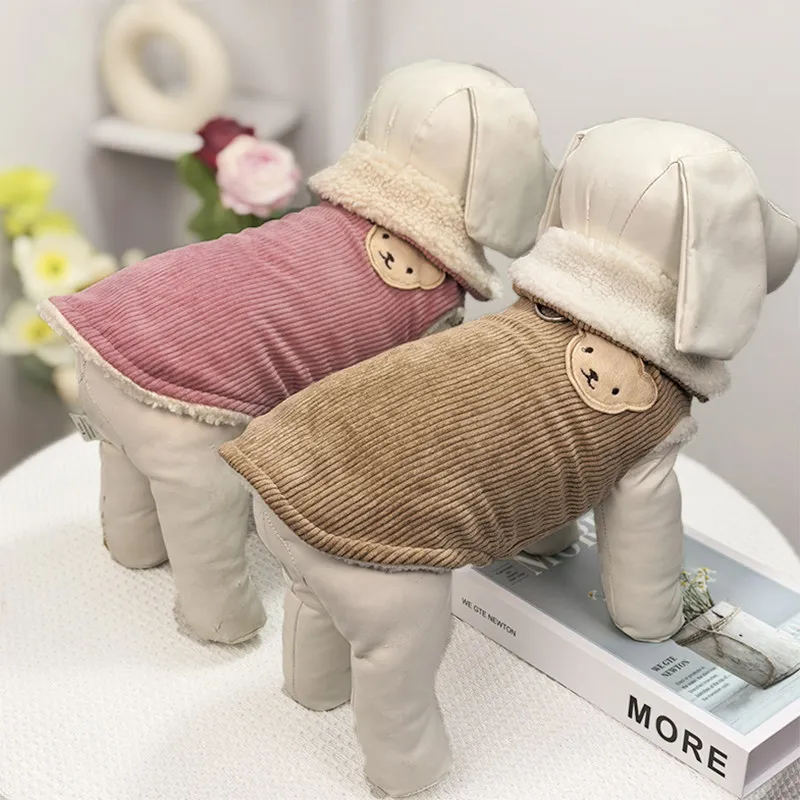 Abrigo de Pana para Perro, Chaqueta de Invierno para Mascotas, Ropa para Cachorros, Yorkshire, Pomerania, Poodle, Bichón, Schnauzer, Disfraz para Perros Pequeños