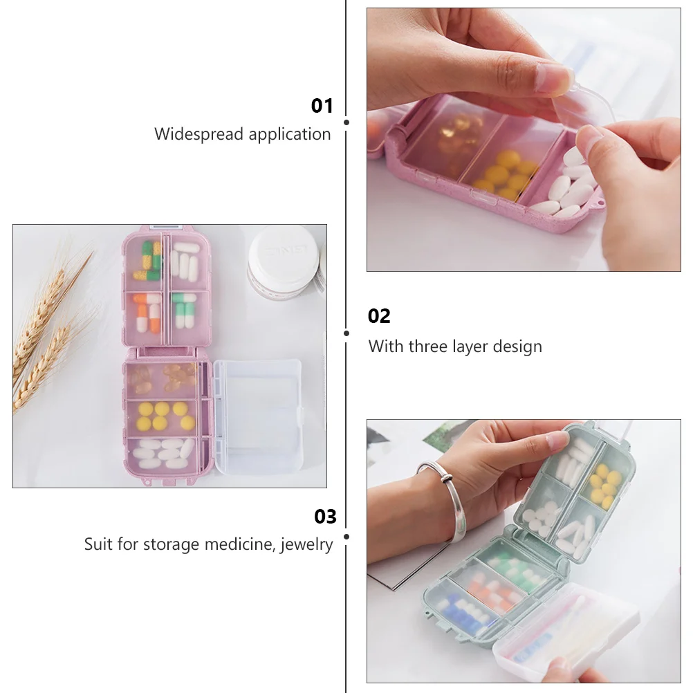 

2 pcs Portable Medicine Organizer 3-Layer Dustproof Storage Case For Travel Medicine Jewelry Plastic Container Holder
