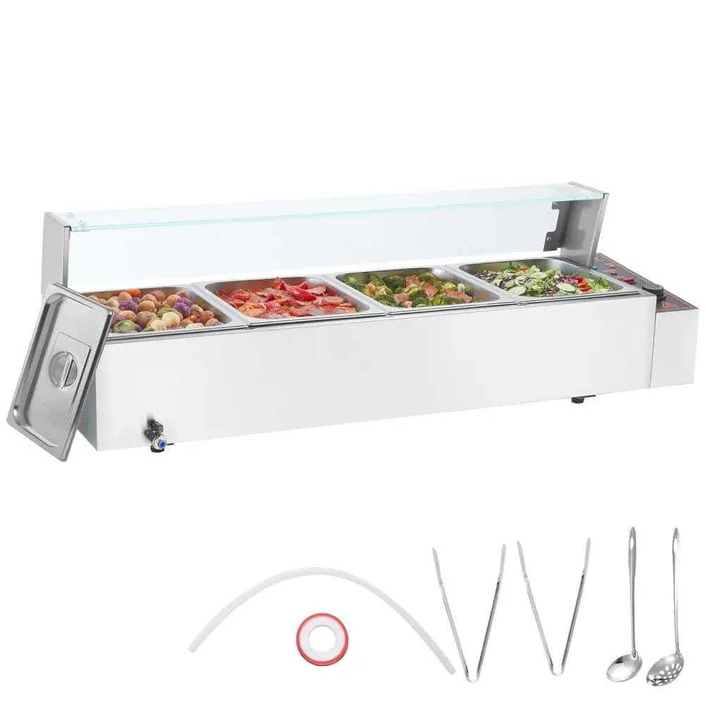 

Electric Warmer 4-Pan Countertop Buffet 4x12Qt With Glass