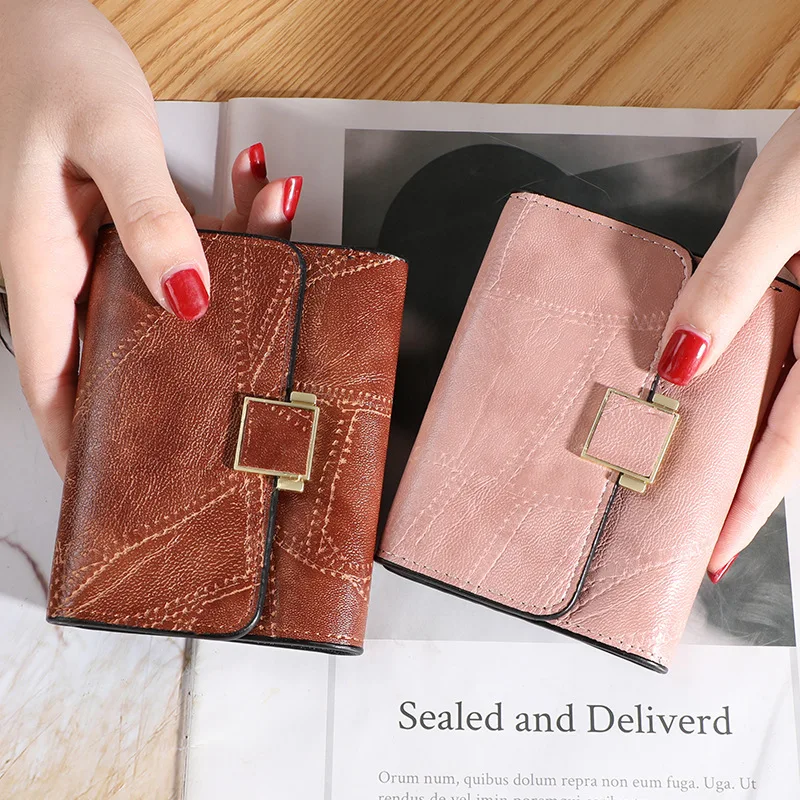 

New Popular Short Item Retro Fashion Women's Item Niche Three Fold Multi Slot Wallet Zero Wallet