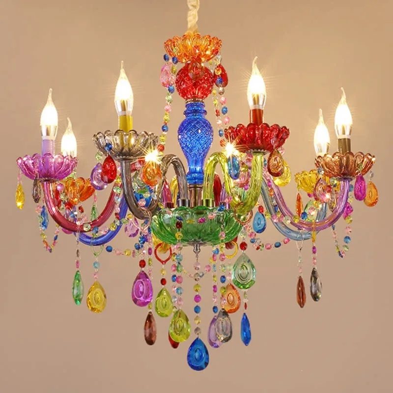 Colorful Chandelier Children's Room Restaurant Hotel Pendant Light Creative Tricolor LED Ceiling Lamp Home Decor Lighting Lamps