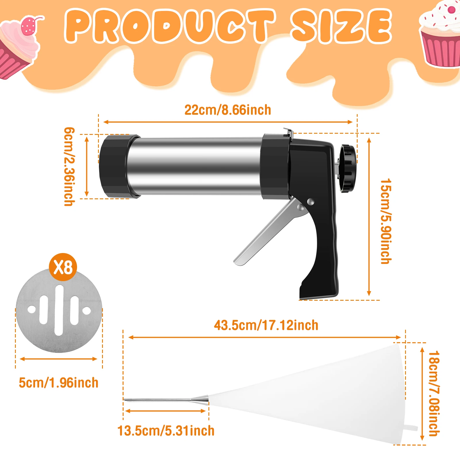 Cookie Press Gun Kit Stainless - Churros Maker Gun recension och pris