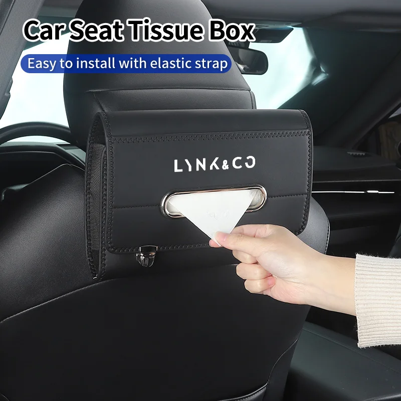 Leather Car Tissue Box Backseat Center Console Tissue Storage Case For LYNK&CO 06 03 05 08 09 01 02 Hatchback BX11 EX11 ZERO