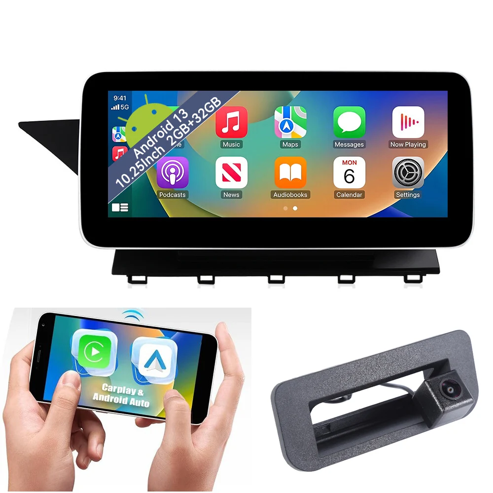 Bluetooth Carpaly GPS Android Auto Car radio Navigation+HD Reverse camera For Mercedes-Benz GLK-Klasse X204 GLK350 GLK200 GLK300