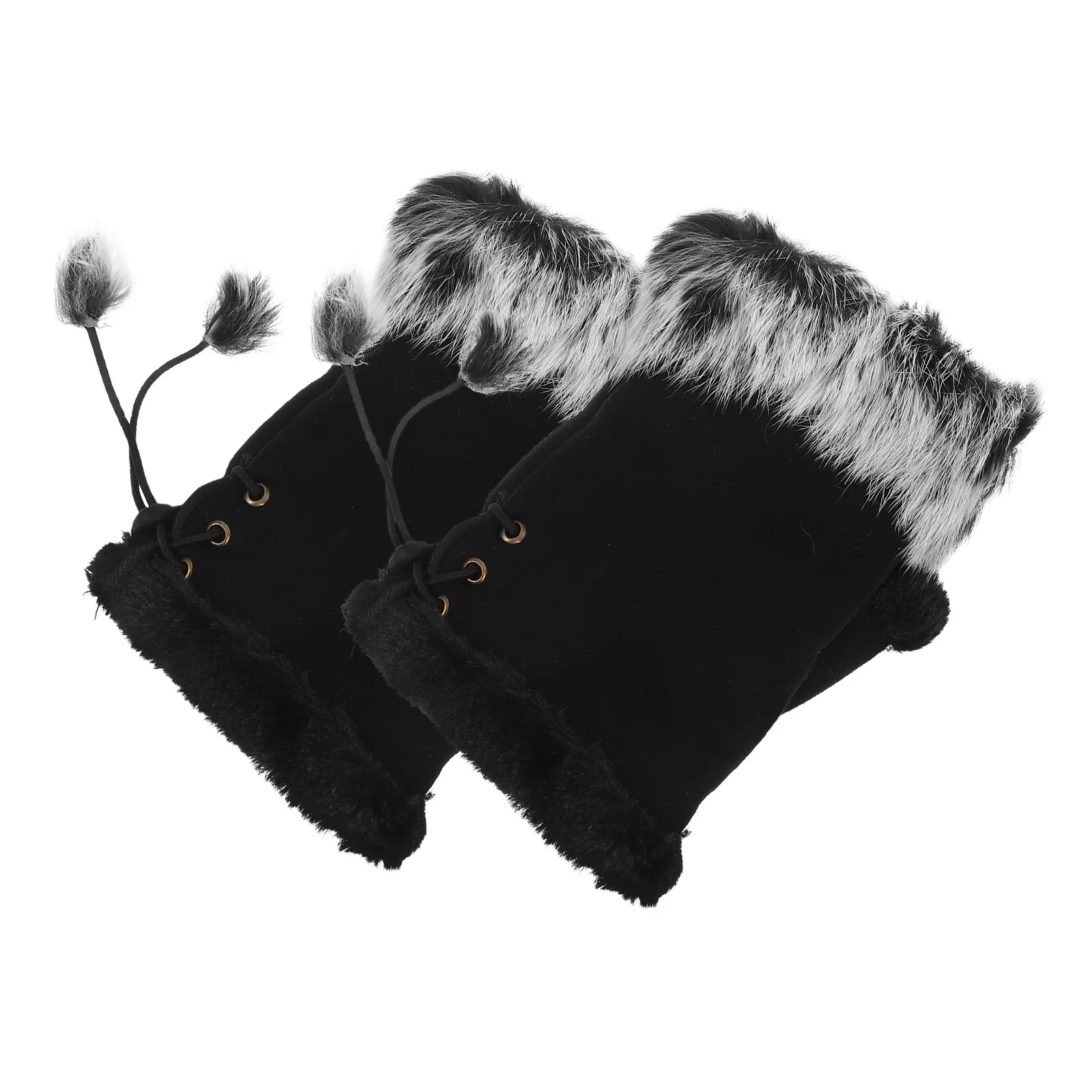 1 زوج نصف اصبع قفازات النساء شتاء دافئ أنيق الصوف أصابع القفازات لينة مريحة الجلد ودية لارتداء اليومي #3