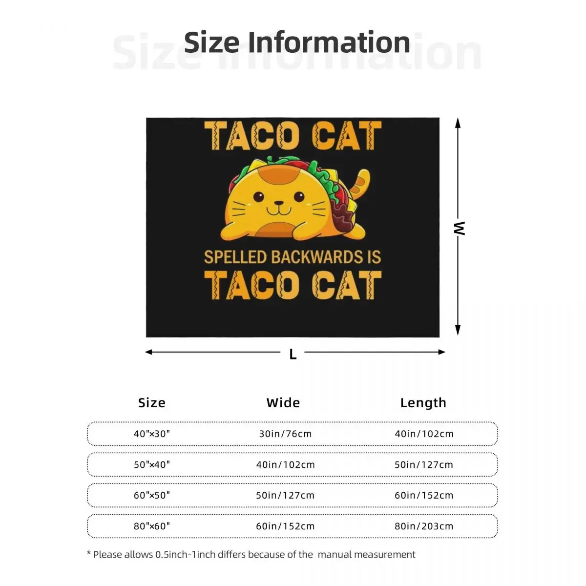 TacoCatfor Kids Taco Cat Cinco de Mayo TacoCat Tacos Throw Blanket Thin Quilt christmas decoration Stuffeds Blankets