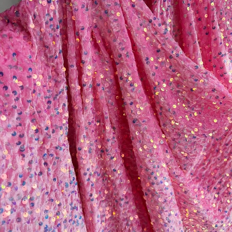 Sequins Stretch Velvet Fabric Width 59\