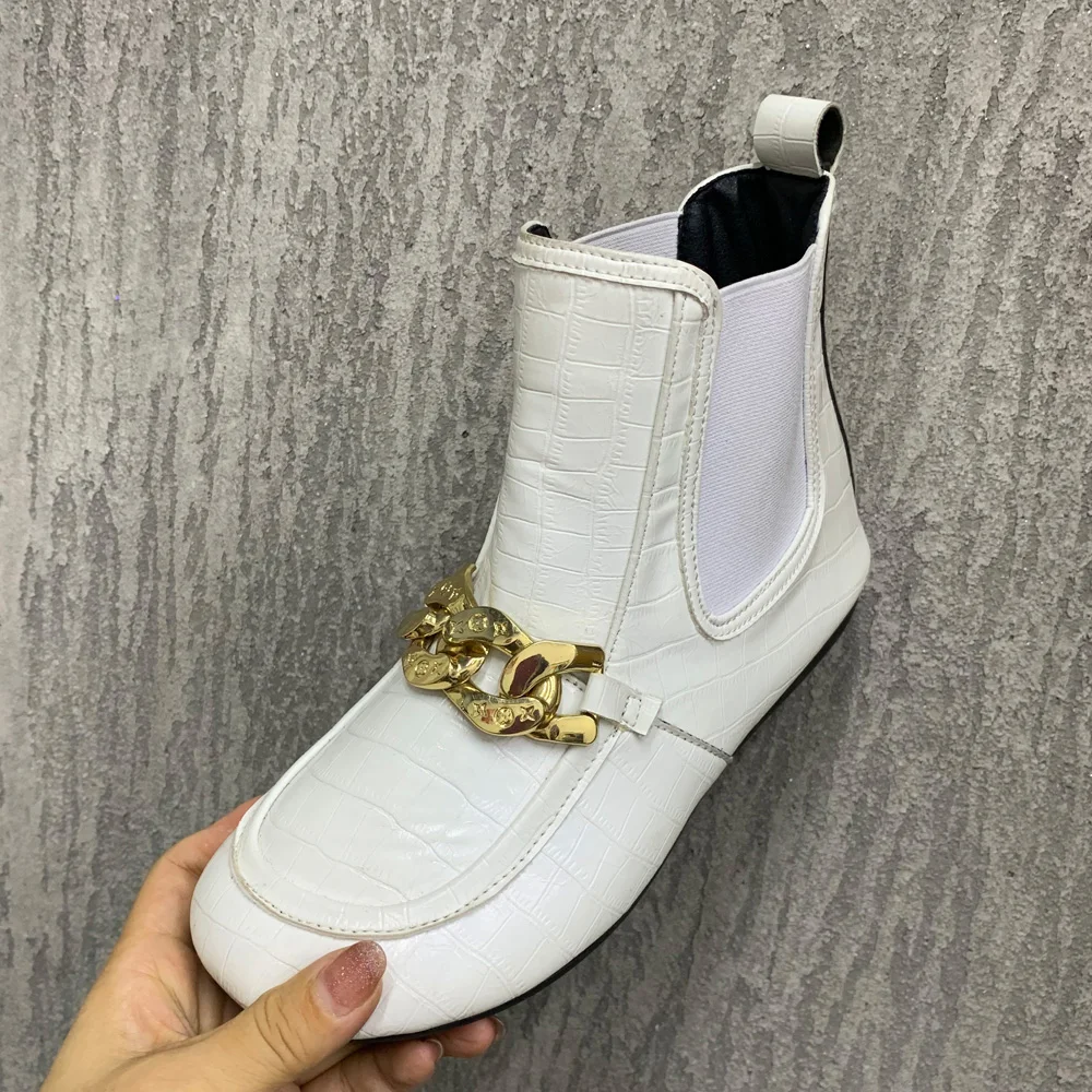 Fashion Gold Chain Women Boots Brand Designer Women Shoes Casual Flat Ankel Boots Warm Fur Female Snow Boots Waterpfoof Boots