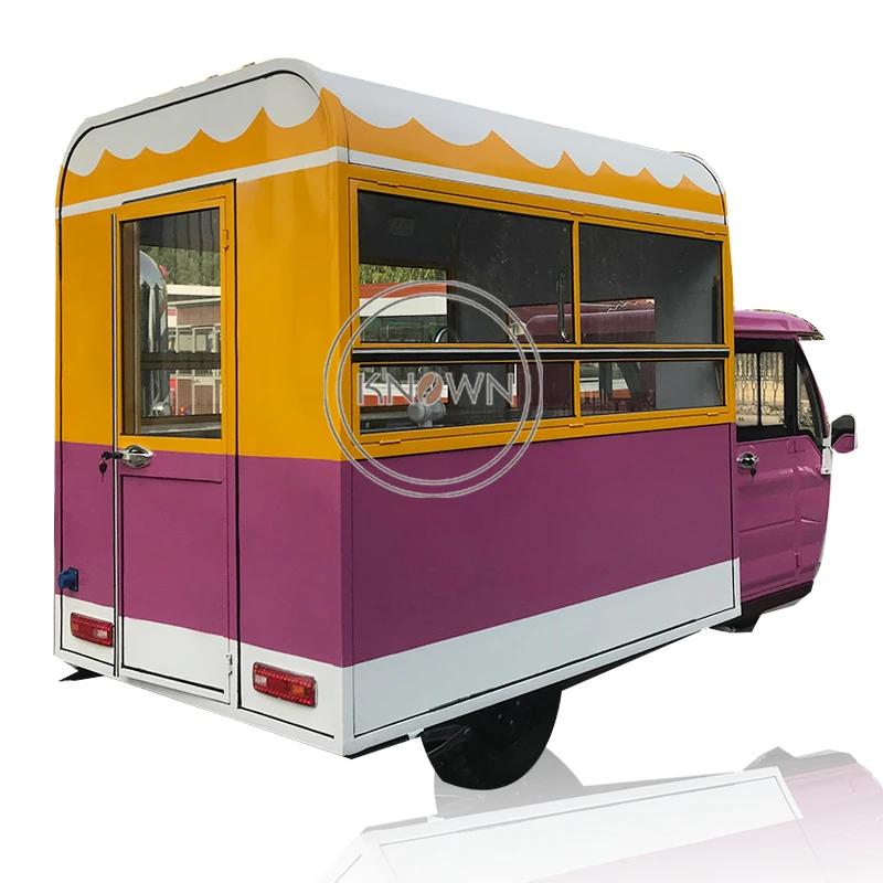 عربة ثلاثية العجلات للطعام الكهربائية الرخيصة، مقطورات طعام مخصصة، مجهزة بالكامل، دراجة ثلاثية العجلات للبيتزا هوت دوج