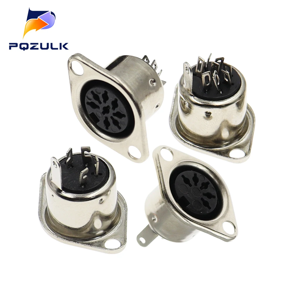 10PCS 3/4/5/6/7/8PIN Panel Mount Female Jack DIN Adapter MIDI Cable Connector