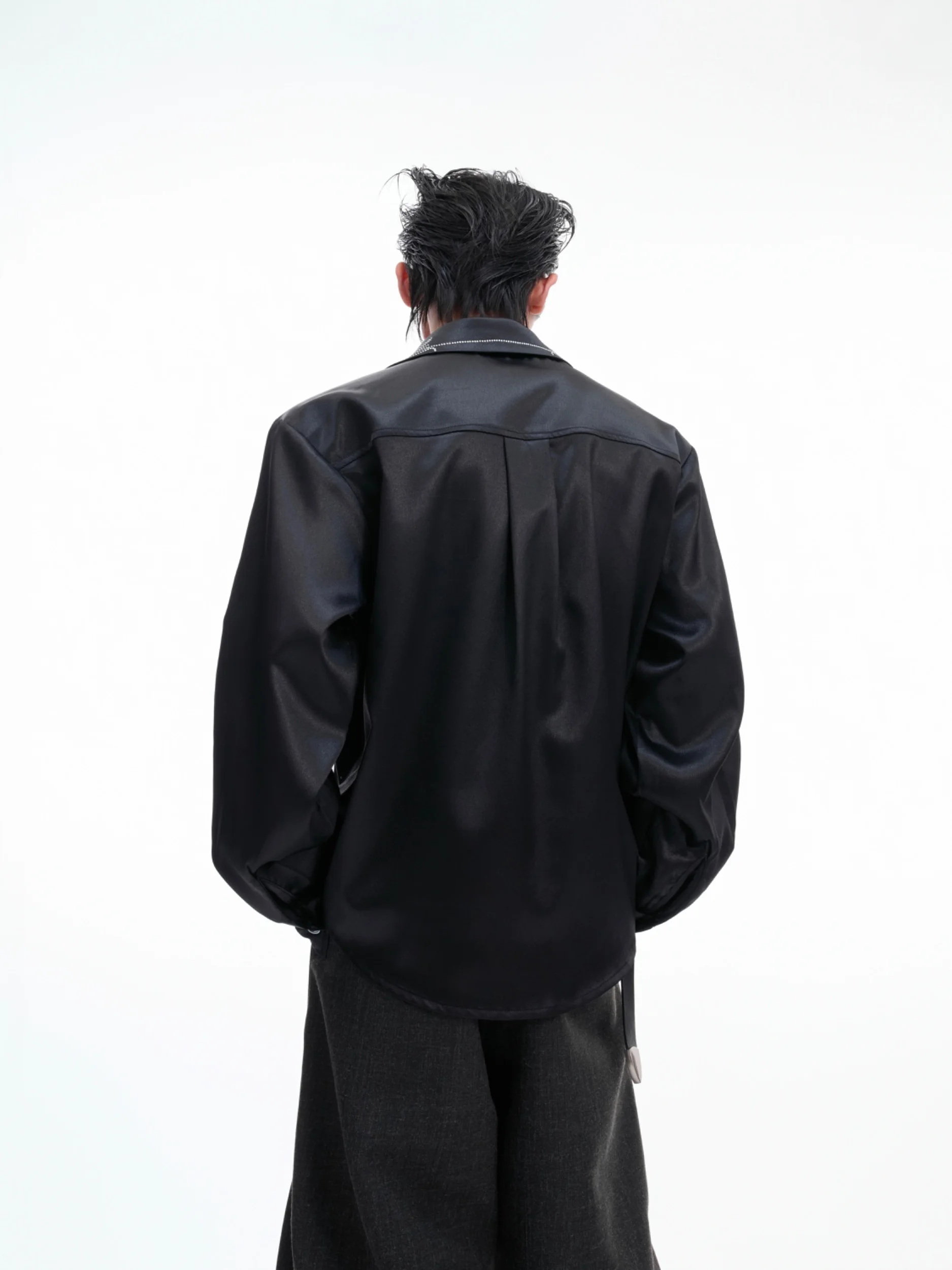 2025 Men's Autumn New Fine Flash Hot Diamond Shirts Elegant High-end Loose Comfort Shirt Fashion Versatile Solid Color Chic Tops